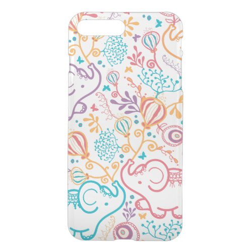 Red Blue And Beige Elephants And Flowers iPhone 8 Plus7 Plus Case