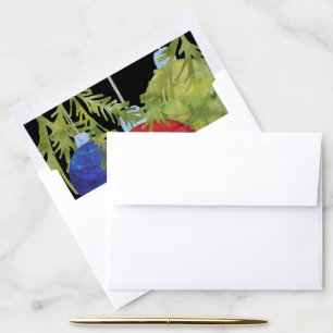Red Blue and Green Christmas Ornament Wedding Envelope Liner