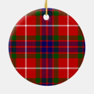Red Blue and Green Clan Fraser Tartan Ceramic Ornament
