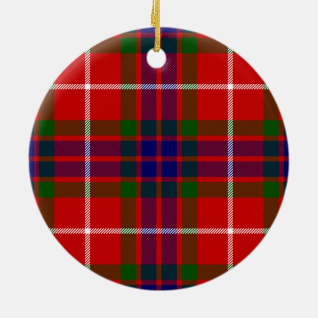 Red Blue and Green Clan Fraser Tartan Ceramic Ornament (Back)