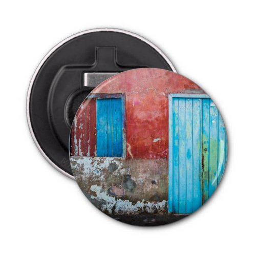 Red blue and grey wall door and window bottle opener