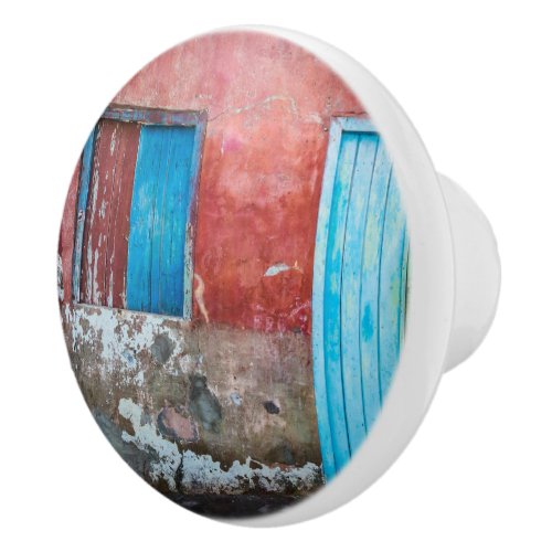 Red blue and grey wall door and window ceramic knob