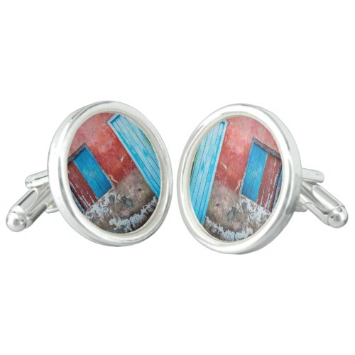 Red blue and grey wall door and window cufflinks