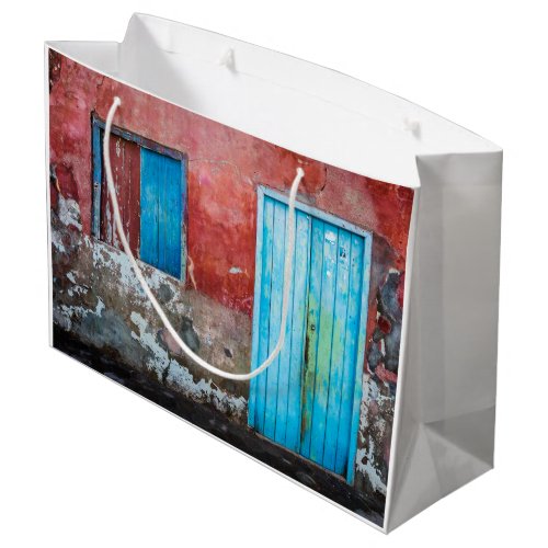 Red blue and grey wall door and window large gift bag