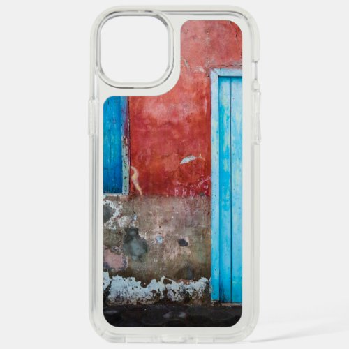 Red blue and grey wall door and window iPhone 15 plus case