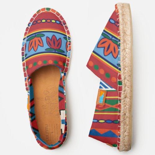 Red Blue and Orange African Pattern Espadrilles