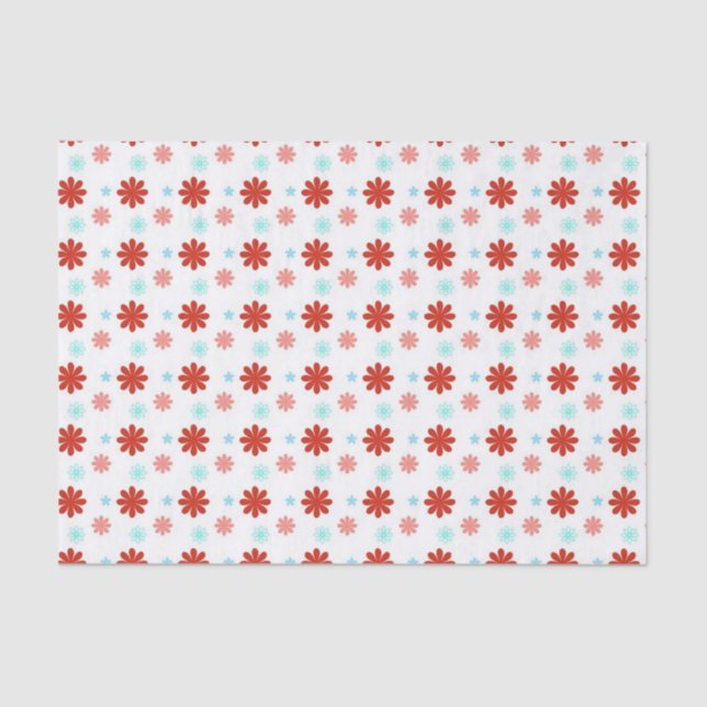 Red blue and pink flowers tissue paper (Front)