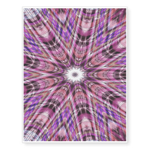 Red, blue and purple ikat in 9-pointed star temporary tattoos