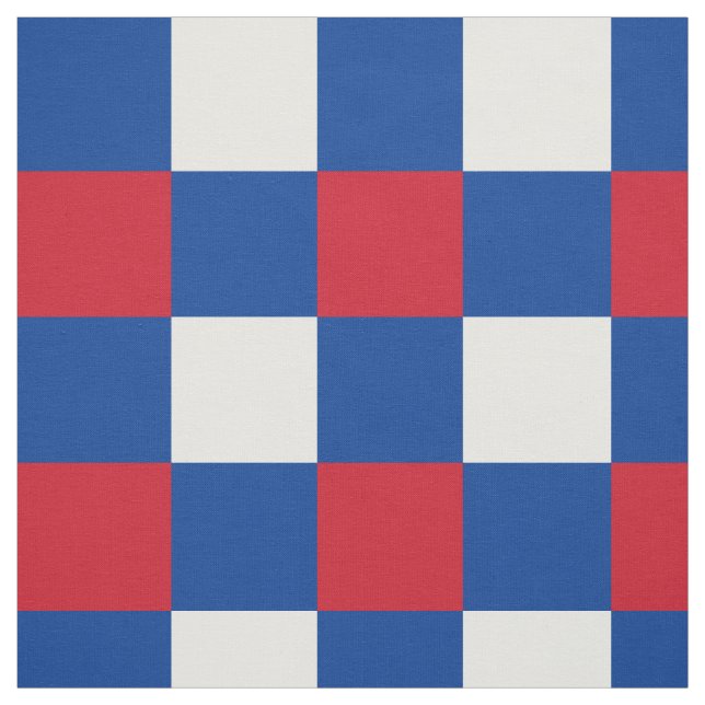 Red, blue and white checkerboard pattern fabric (Swatch)
