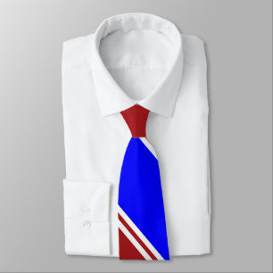 Red Blue and White Diagonally-Striped Tie