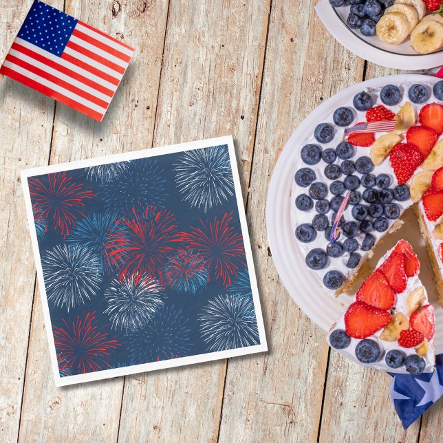 Red Blue and White Fireworks Napkins (Creator Uploaded)