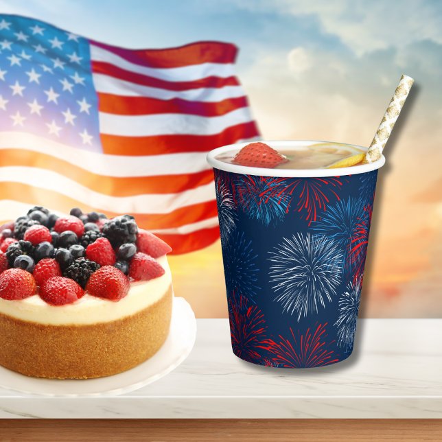 Red Blue and White Fireworks Paper Cups (Creator Uploaded)