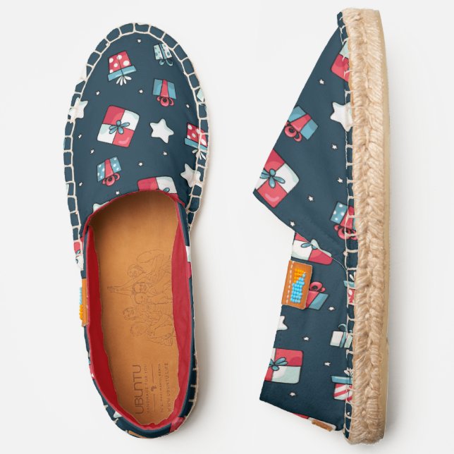 Red Blue and White Holiday Gifts | Christmas Espadrilles (Side)