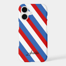 Red Blue and White Stripes Monogram