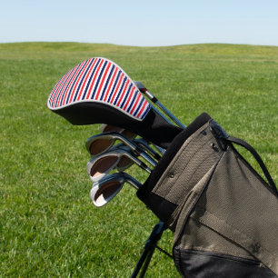 Red, blue and white stripes pattern golf head cover