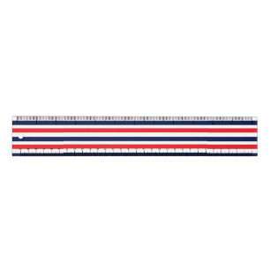 Red, blue and white stripes pattern ruler