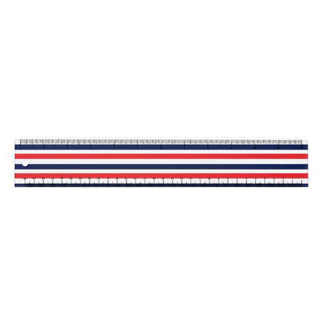 Red, blue and white stripes pattern ruler (Front)
