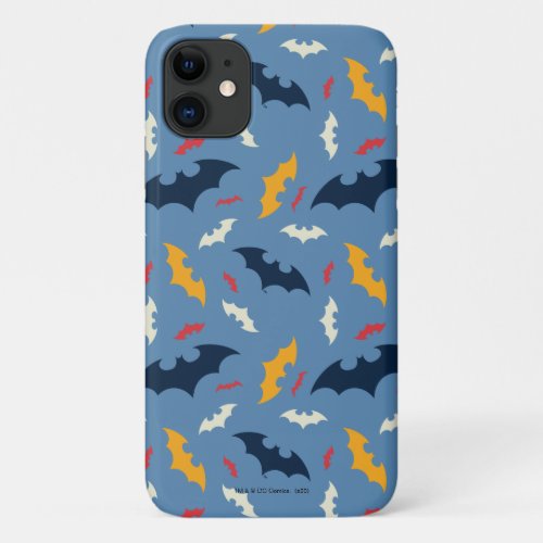 Red Blue and Yellow Bat Logo Pattern iPhone 11 Case
