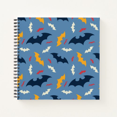 Red Blue and Yellow Bat Logo Pattern Notebook