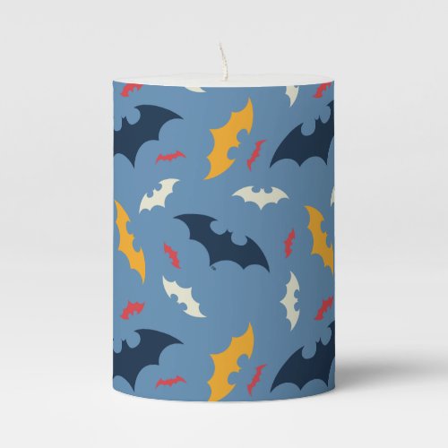 Red Blue and Yellow Bat Logo Pattern Pillar Candle