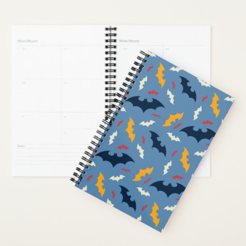 Red Blue and Yellow Bat Logo Pattern Planner