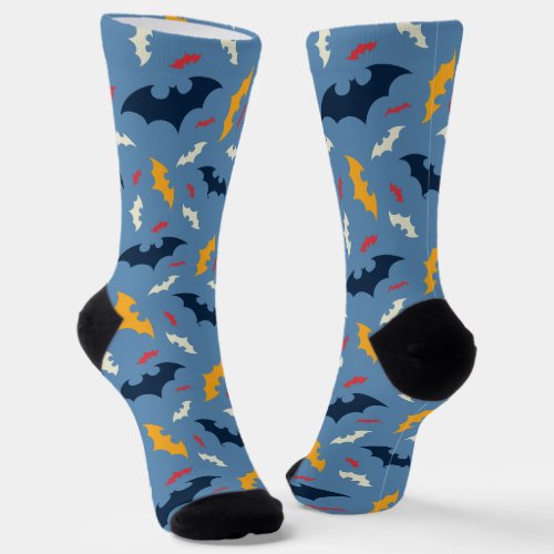 Red Blue and Yellow Bat Logo Pattern Socks