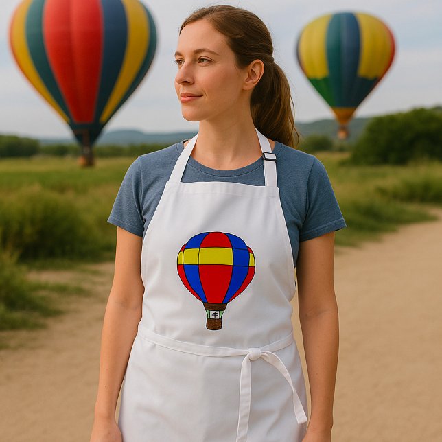 Red Blue and Yellow Hot Air Balloon Adult Apron (Creator Uploaded)