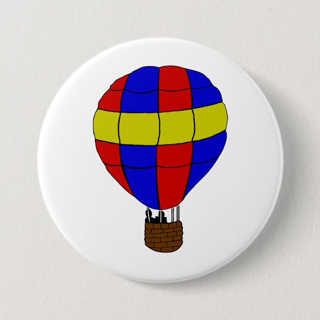 Red Blue and Yellow Hot Air Balloon Button (Front)