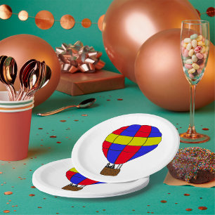 Red Blue and Yellow Hot Air Balloon Paper Plates