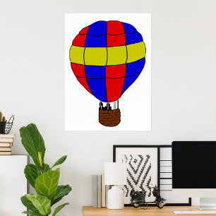 Red Blue and Yellow Hot Air Balloon Poster