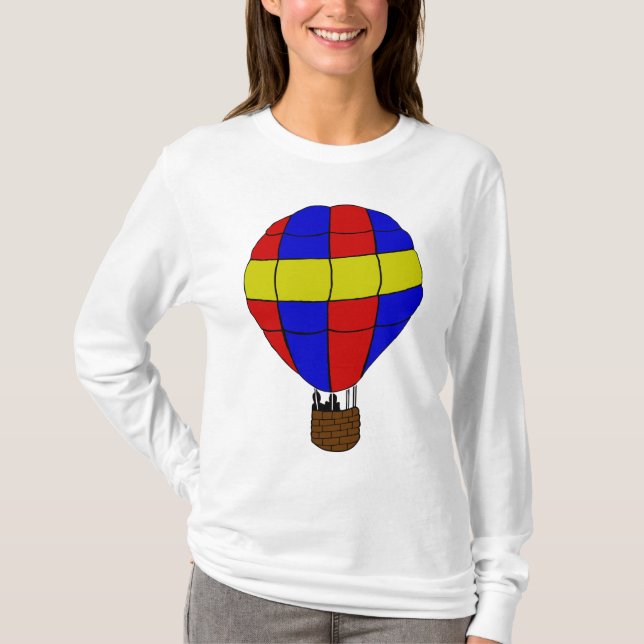 Red Blue and Yellow Hot Air Balloon T-Shirt (Front)