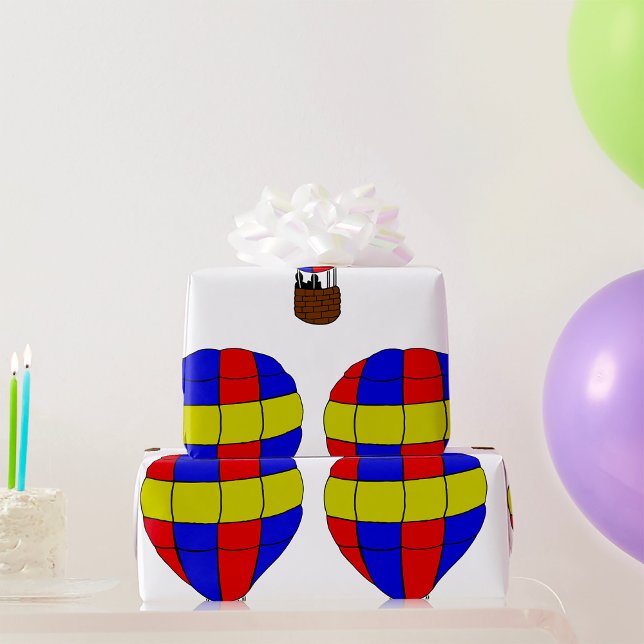 Red Blue and Yellow Hot Air Balloon Wrapping Paper (Creator Uploaded)
