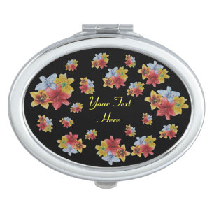 Red blue and yellow pretty flowers lily floral makeup mirror