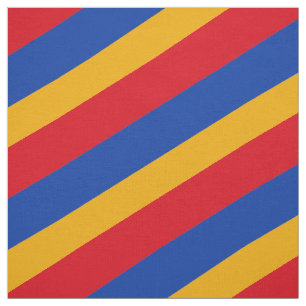 Red, blue and yellow striped pattern fabric