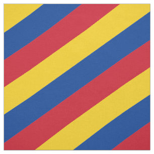 Red, blue and yellow striped pattern fabric