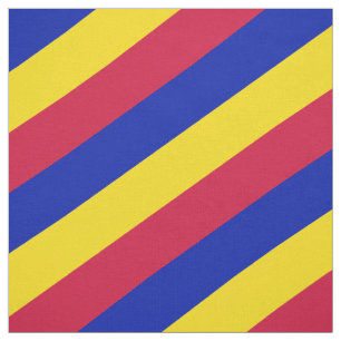 Red, blue and yellow striped pattern fabric