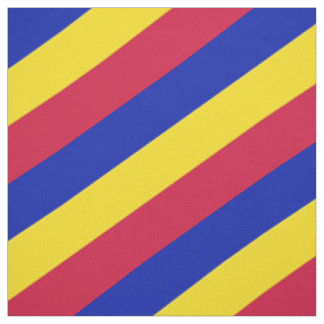 Red, blue and yellow striped pattern fabric