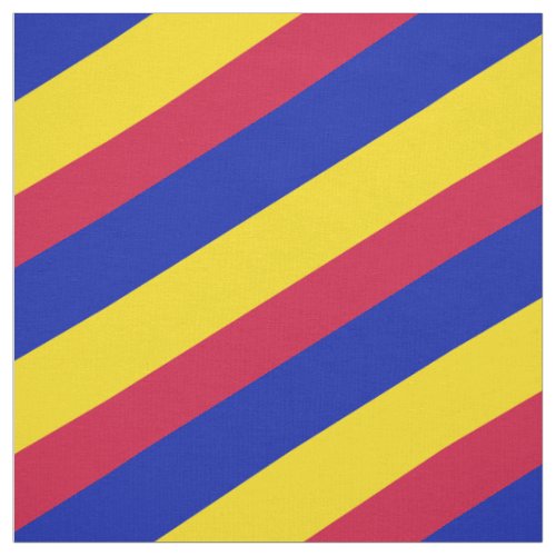 Red blue and yellow striped pattern fabric