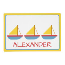 Red Blue and Yellow Toy Sailboats Personalized