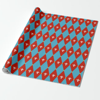 Red Blue Argyle or Diamond Motif Wrapping Pape Wrapping Paper