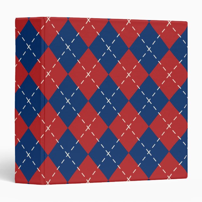 Red Blue Argyle Organizer Binder Gift (Front/Spine)