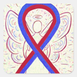 Red & Blue Awareness Ribbon Angel Sticker Decals