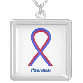 Red & Blue Awareness Ribbon Art Jewelry Necklaces