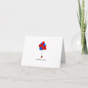 Red & Blue Balloons - Thank You Note Card