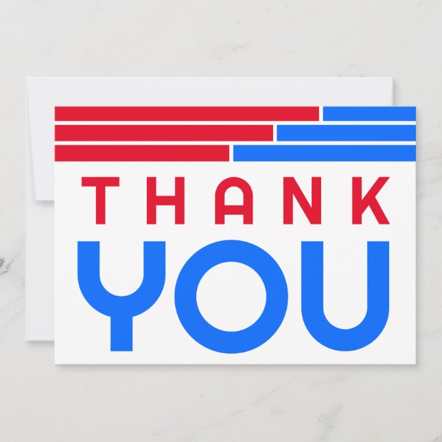 Red & Blue Bars Grad Party Thank You Card (Front)