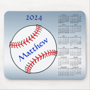Red Blue Baseball 2024 Sports Calendar Mousepad