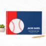Red Blue Baseball Bar Mitzvah Guest Book