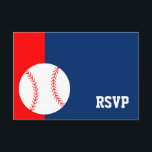 Red Blue Baseball Bar Mitzvah RSVP<br><div class="desc">Modern red and blue baseball themed Bar Mitzvah RSVP response card.</div>