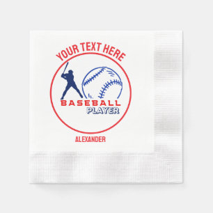 Red Blue Baseball Girl Boy Birthday Party Napkins