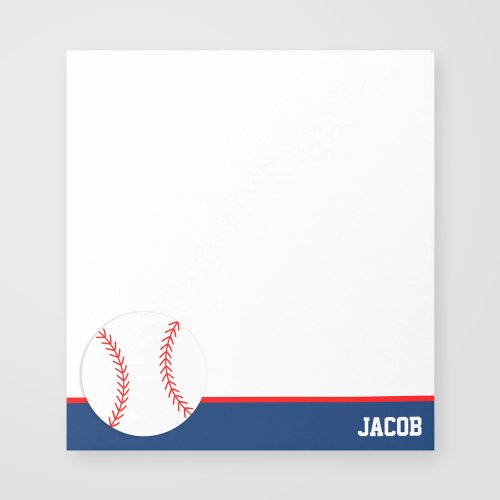 Red Blue Baseball Personalized Notepad